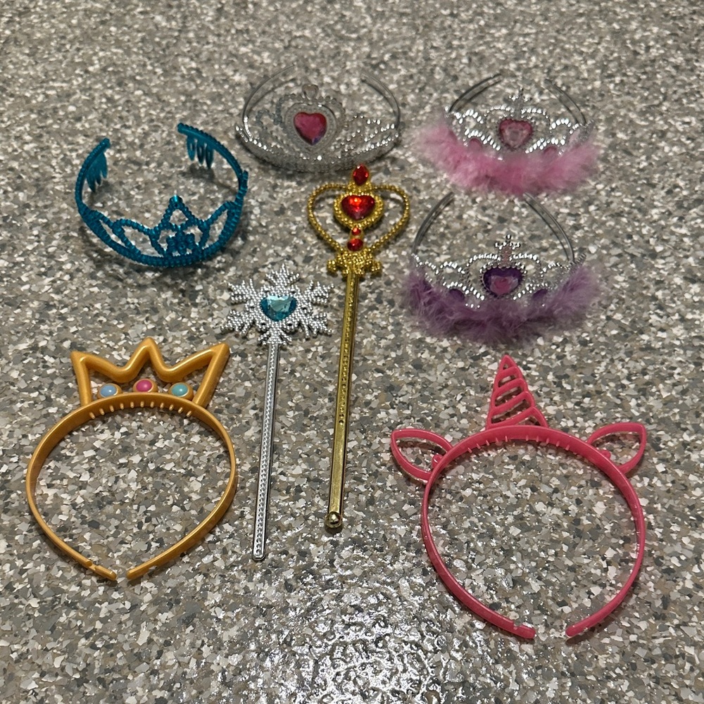 Colorful Princess and Unicorn Headbands and Wands Set